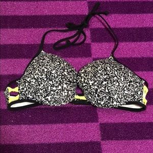 PINK Black & White Bikini Top